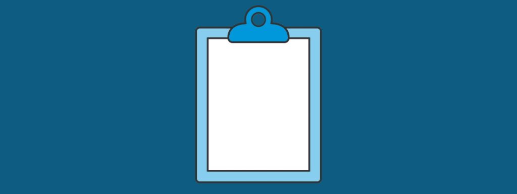 Simplified clipboard icon on blue background