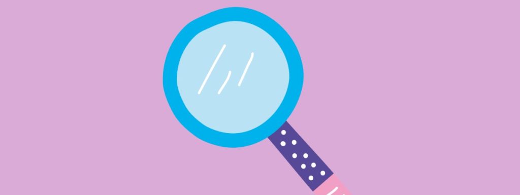 Stylised magnifying glass icon on pink background related to a Direct Payment study