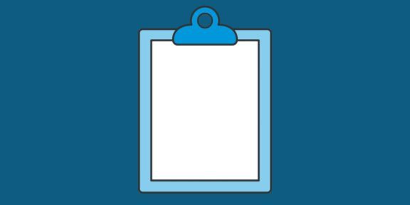 Simplified clipboard icon on blue background