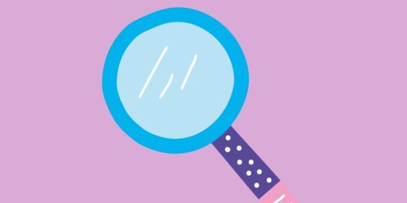 Stylised magnifying glass icon on pink background related to a Direct Payment study